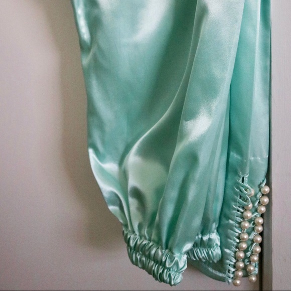 3-piece Pakistani designer embroidered satin suit - Picture 4 of 5